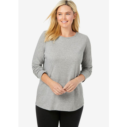 Heather Grey Perfect Long-Sleeve Crewneck Tee PSW-7895