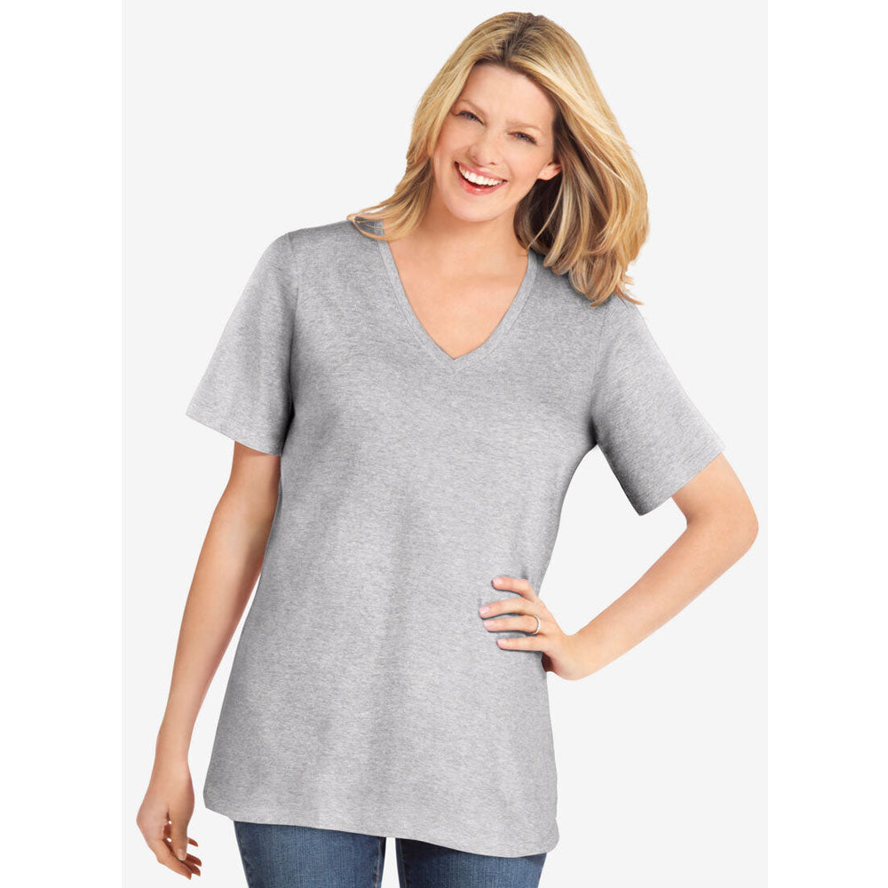 Heather Grey Perfect Short-Sleeve V-Neck Tee PSW-7914