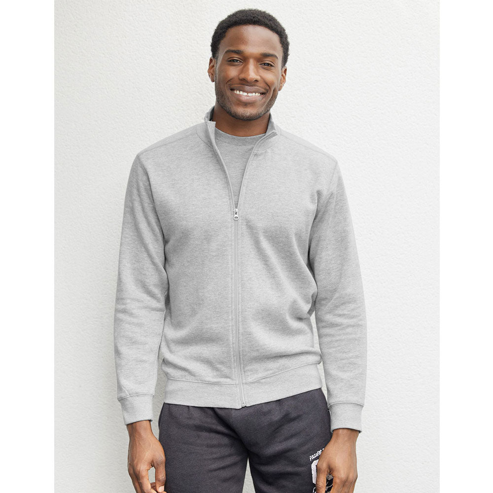 Heather Grey Plain Long Sleeve Zipper Fleece Sweatshirt PSM-8924