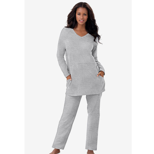 Heather Grey Plus Size Women 2-Piece Lounge Set PSW-8227