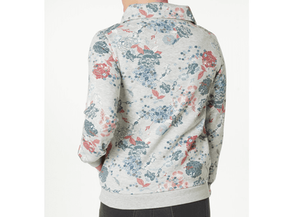 Heather Grey Printed Fleece Sweat Jacket PSW-7486