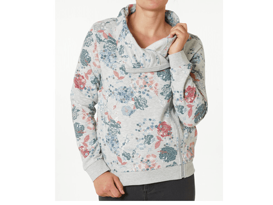 Heather Grey Printed Fleece Sweat Jacket PSW-7486