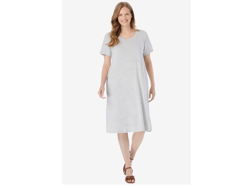 Heather Grey Short-Sleeve Crewneck Tee Dress PSW-6240