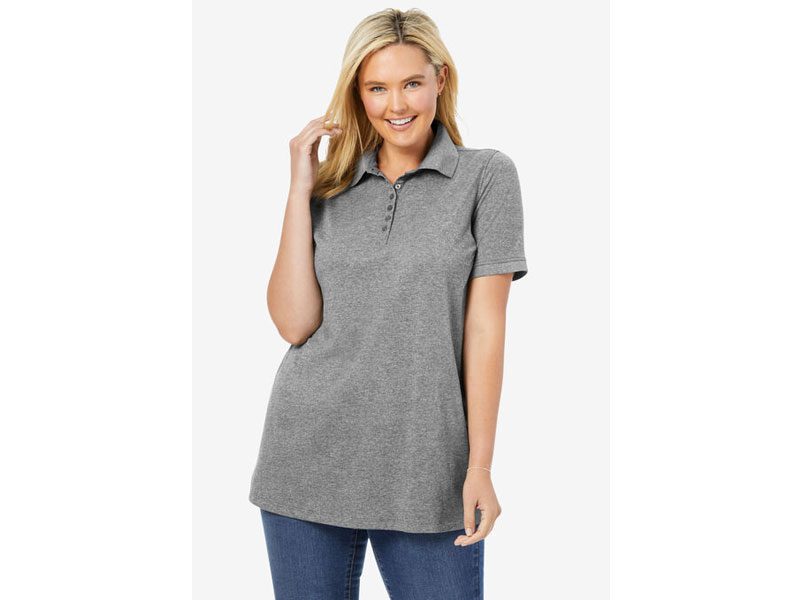 Heather Grey Short Sleeve Polo T-Shirt PSW-7236