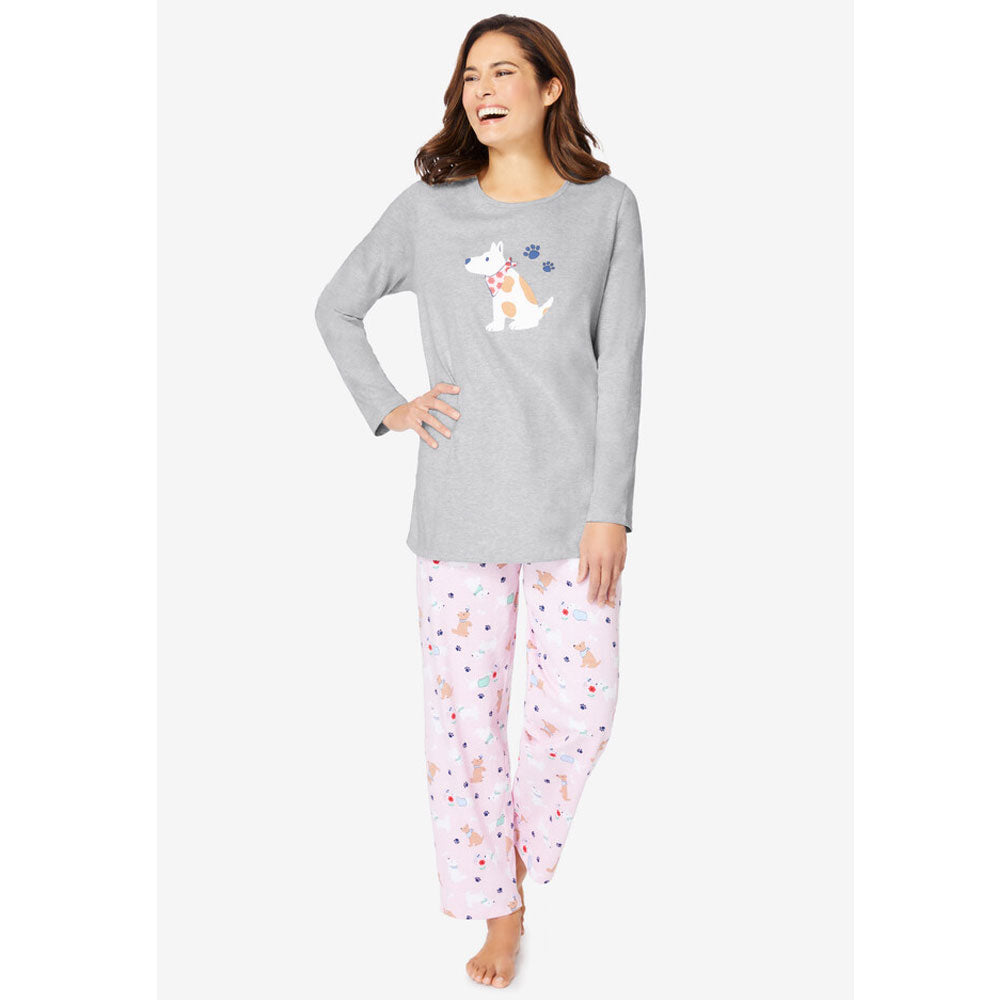 Heather Grey Spring Long Sleeve Knit PJ Set PSW-8423