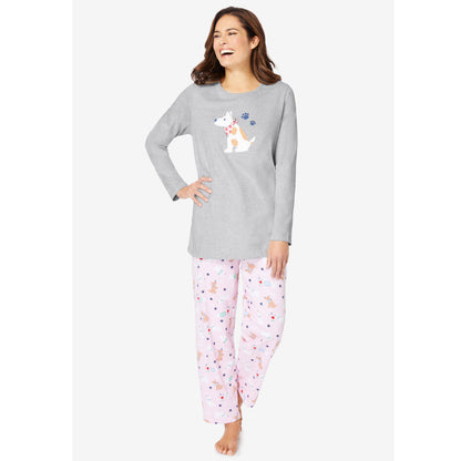 Heather Grey Spring Long Sleeve Knit PJ Set PSW-8423