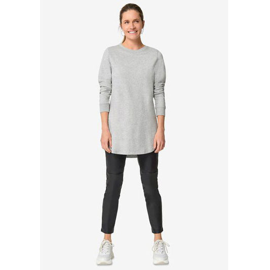 Heather Grey Sweatshirt Tunic with Shirttail Hem PSW-6053