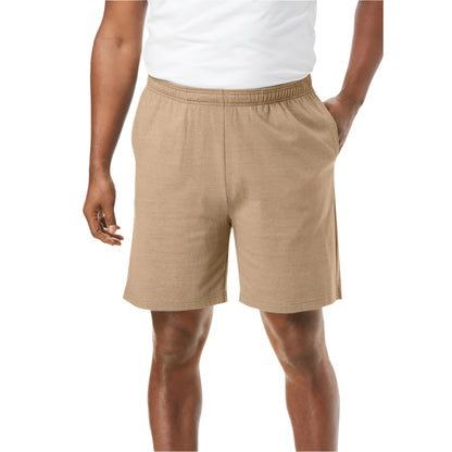 Heather Khaki Lightweight Jersey Shorts with an elastic waistband, adjustable drawstring, and soft, breathable fabric for all-day comfort and ease of movement.