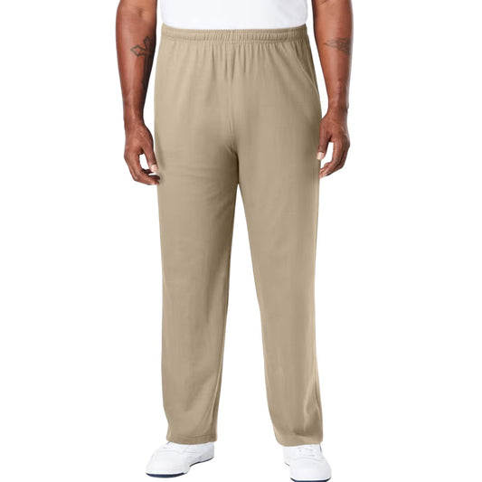 Heather Khaki Stone Lightweight Jersey Trousers with Drawstring Waist and Side Pockets – Relaxed Fit