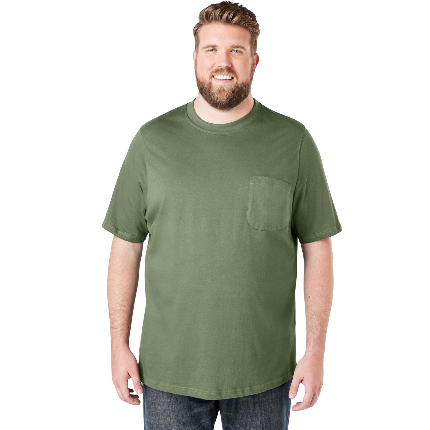 Heather Moss Green Big & Tall Pocket Crewneck T-Shirt for Men