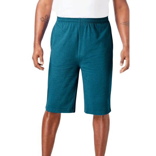Heather Teal Lightweight Jersey Big Size Shorts with soft fabric, an adjustable drawstring, and side pockets for ultimate comfort and versatility.