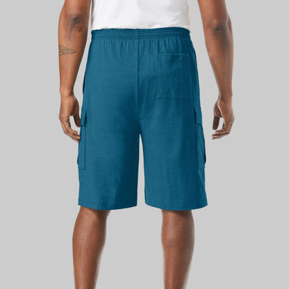 Heather Teal Plus Size Jersey Cargo Shorts PSM-9358