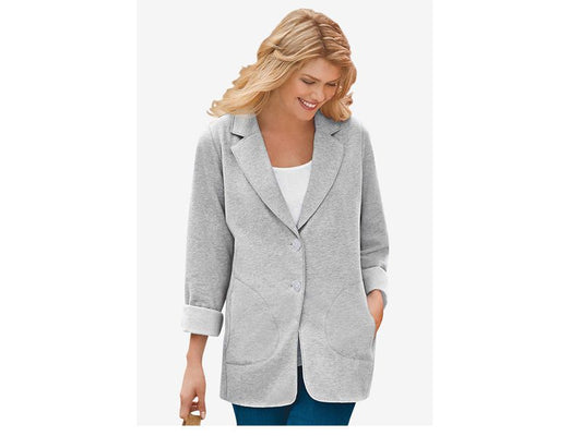 Heather Grey Plus Size Women Knit Blazer PSW-6095