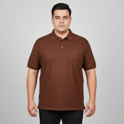 Rust Brown Pique Cotton Polo Shirt  With Pocket  PSM-11277