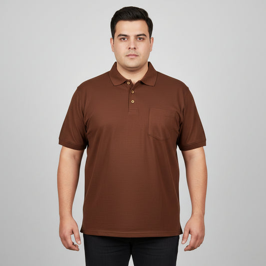 Rust Brown Pique Cotton Polo Shirt  With Pocket  PSM-11277