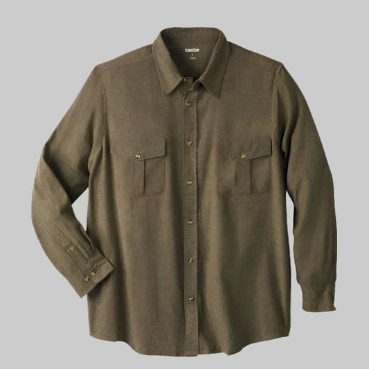 Shop the Heather Black Caramel Double-Brushed Flannel B Grade Shirt, made from soft flannel for cozy comfort and easy everyday style.