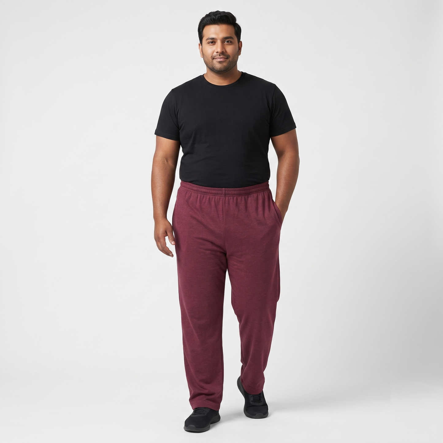 Heather Deep Burgundy Jersey Open Bottom Pant PSM-9080
