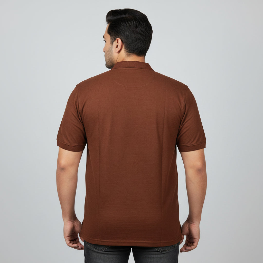 Rust Brown Pique Cotton Polo Shirt  With Pocket  PSM-11277