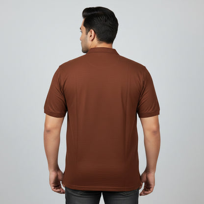 Rust Brown Pique Cotton Polo Shirt  With Pocket  PSM-11277