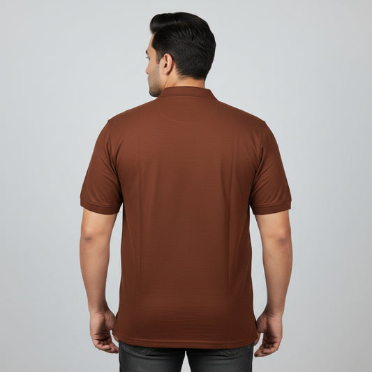 Rust Brown Pique Cotton Polo Shirt  With Pocket  PSM-11277