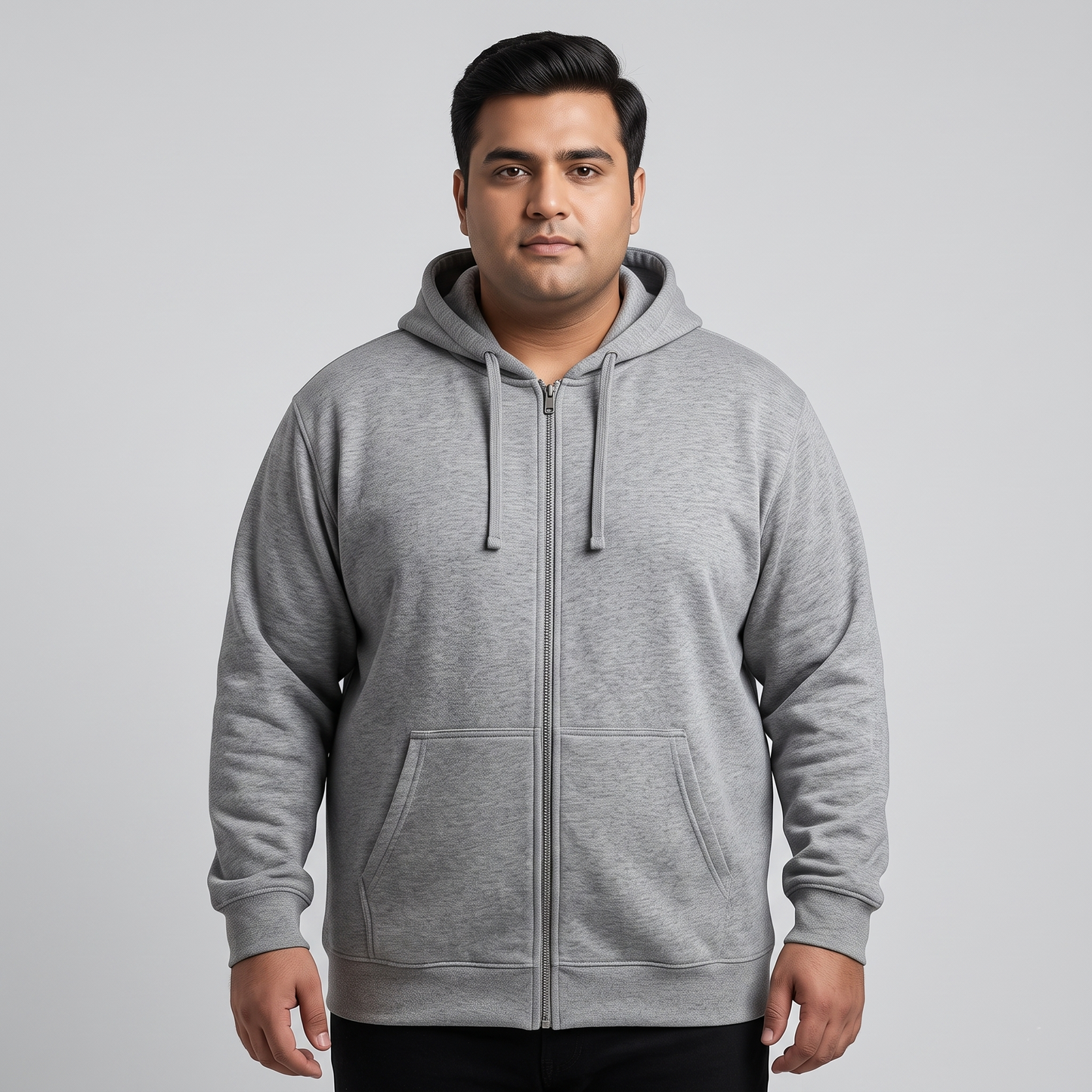 Heather Grey Classic Full-Zip Fleece Hoodie PSM-10453