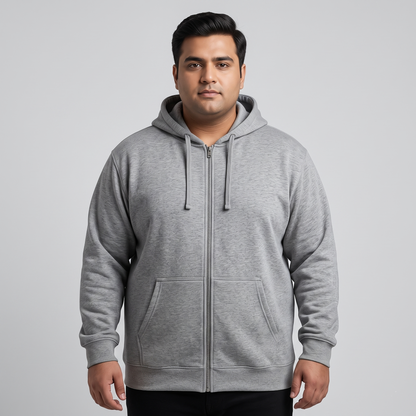Heather Grey Classic Full-Zip Fleece Hoodie PSM-10453