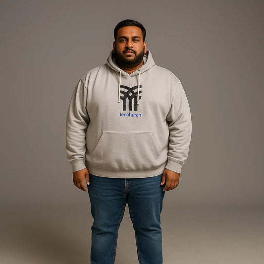 Heather Grey Fleece Big Size Pull Over Hoodie PSM-4699