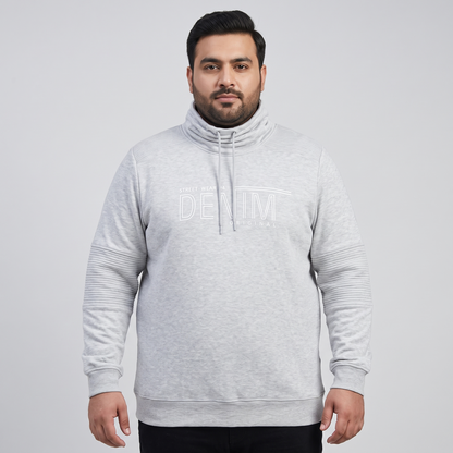 Heather Grey Fleece Pullover Cowl Neck Hoodie PSM-8817