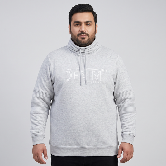 Heather Grey Fleece Pullover Cowl Neck Hoodie PSM-8817