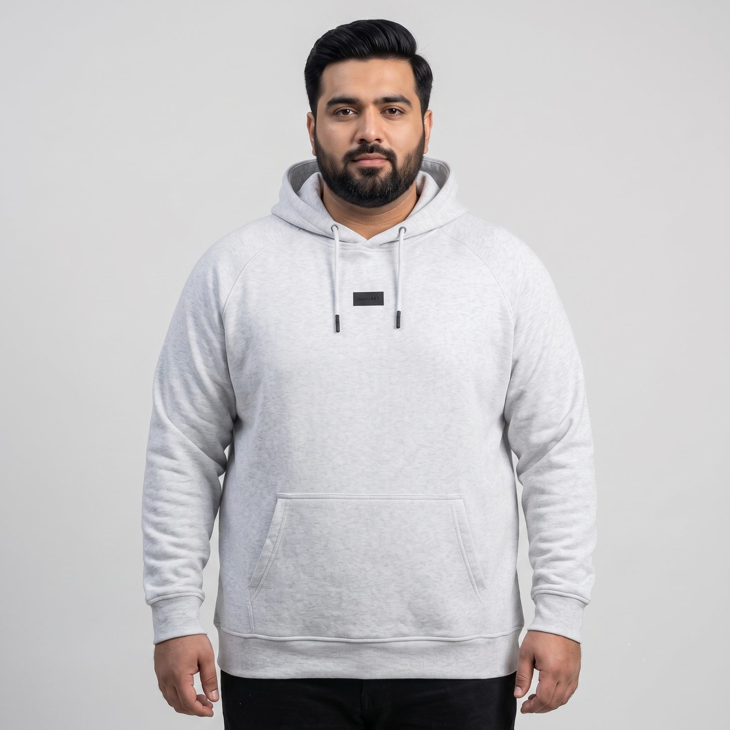 Heather Grey Marl Fleece Plus Size Hoodie PSM-10446
