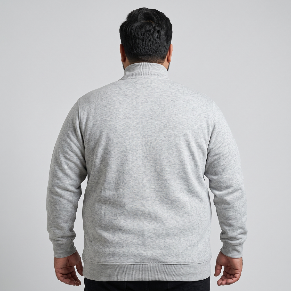 Heather Grey Plain Long Sleeve Zipper Fleece Sweatshirt PSM-8924