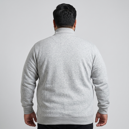 Heather Grey Plain Long Sleeve Zipper Fleece Sweatshirt PSM-8924