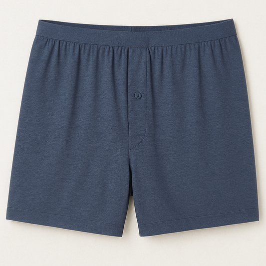 Heather Navy Cotton Boxer Shorts – Button Fly, Tagless, 100% Cotton, Comfortable Men’s Underwear Pakistan
