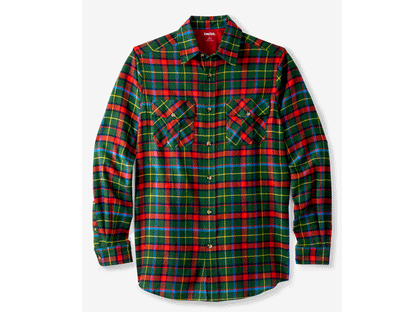 Holiday-themed multi plaid flannel shirt with chest pocket in Big & Tall sizing