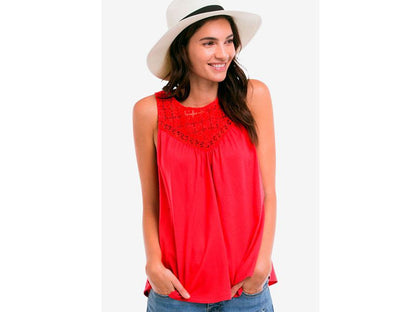 Hot Red Crochet Lace Tank PSW-7074