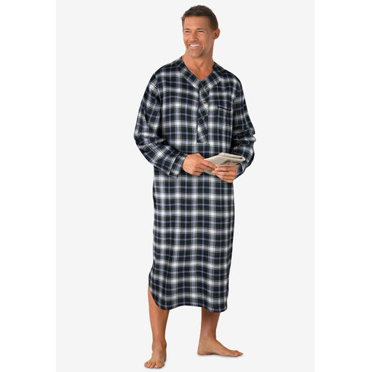 Hunter Blue Plaid Flannel Nightshirt PSM-8102