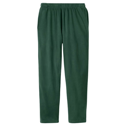 Hunter Green French Terry Open Bottom Pants with Drawstring Waist and Pockets – Relaxed Fit