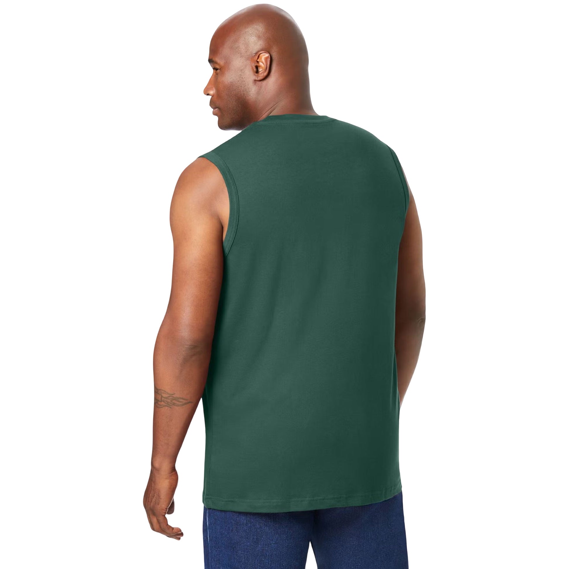 Hunter Green Big & Tall Muscle T-Shirt – Sleeveless Cotton Blend Tee