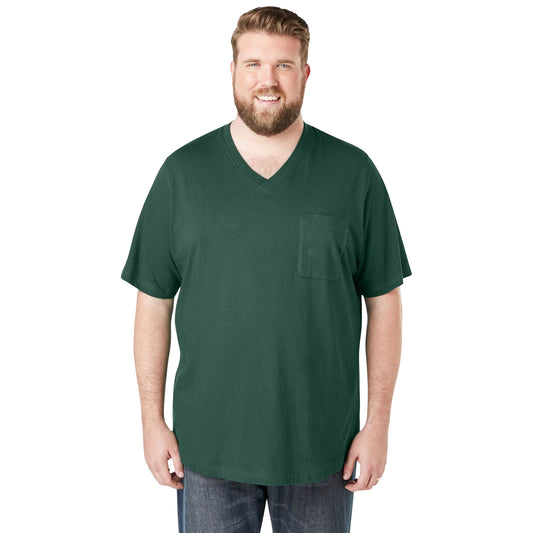 Hunter Green Big & Tall Short Sleeve V-Neck T-Shirt – Soft Cotton Blend