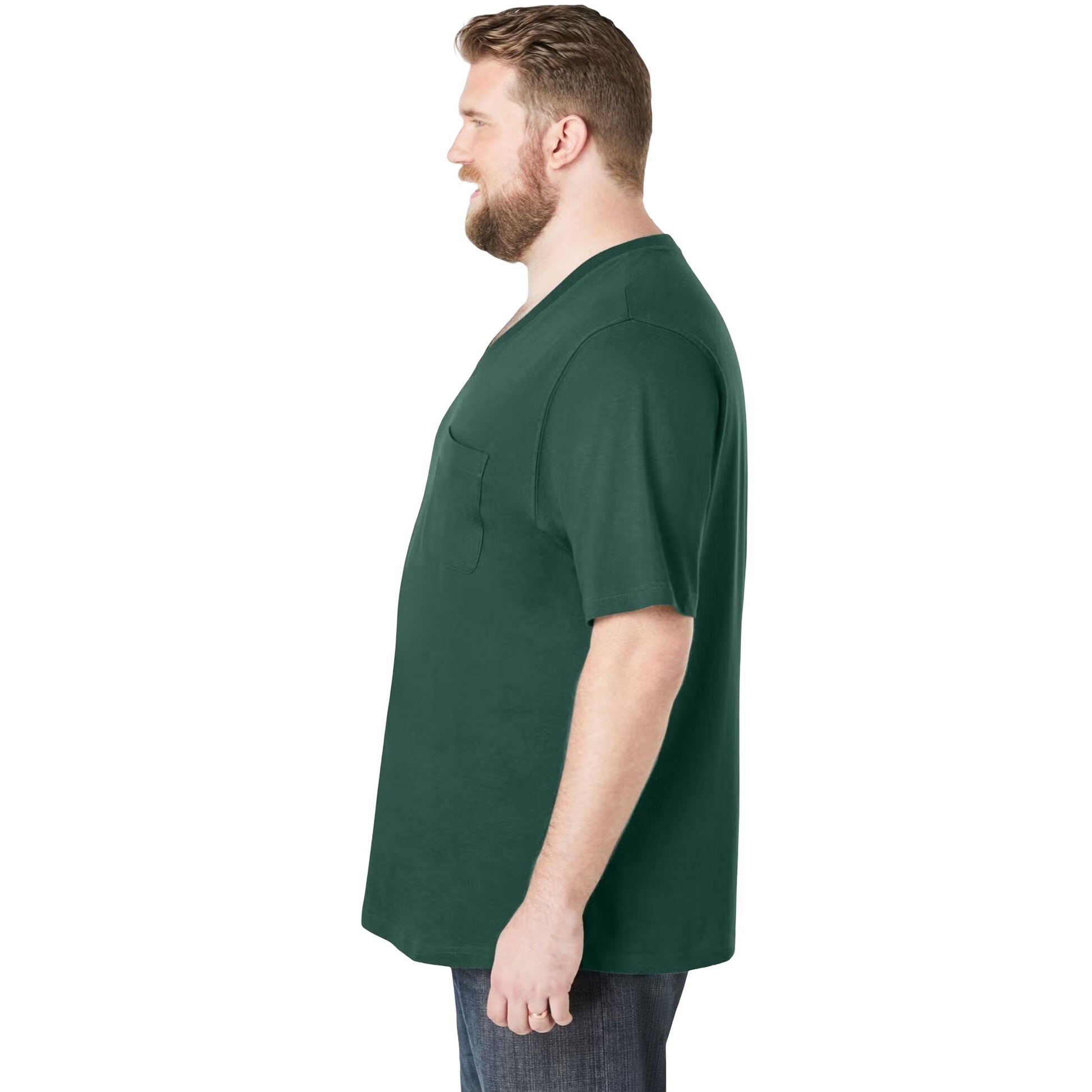 Hunter Green Big & Tall Short Sleeve V-Neck T-Shirt – Soft Cotton Blend