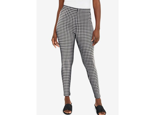 Ivory Houndstooth Cotton Stretch Plus Size Women Legging PSW-5403