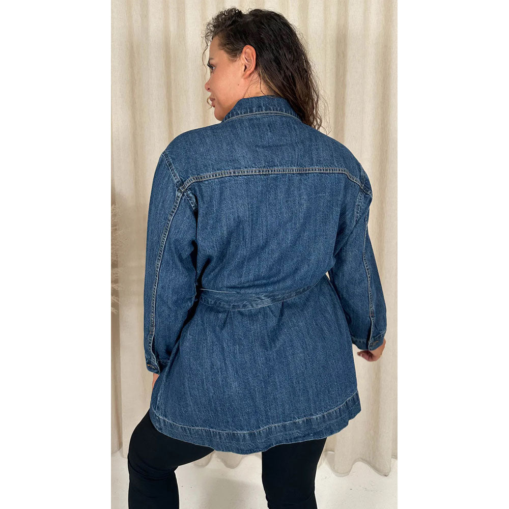 Indigo Blue Denim Without Belt Long Sleeve B Grade Jacket PSW-8868B