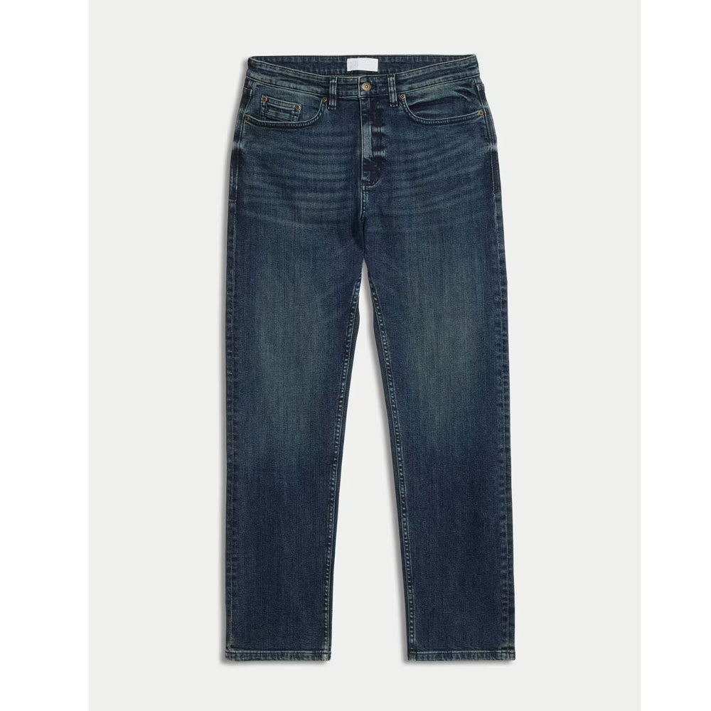 Indigo Straight Fit Vintage Wash Stretch Jeans PSM-8942