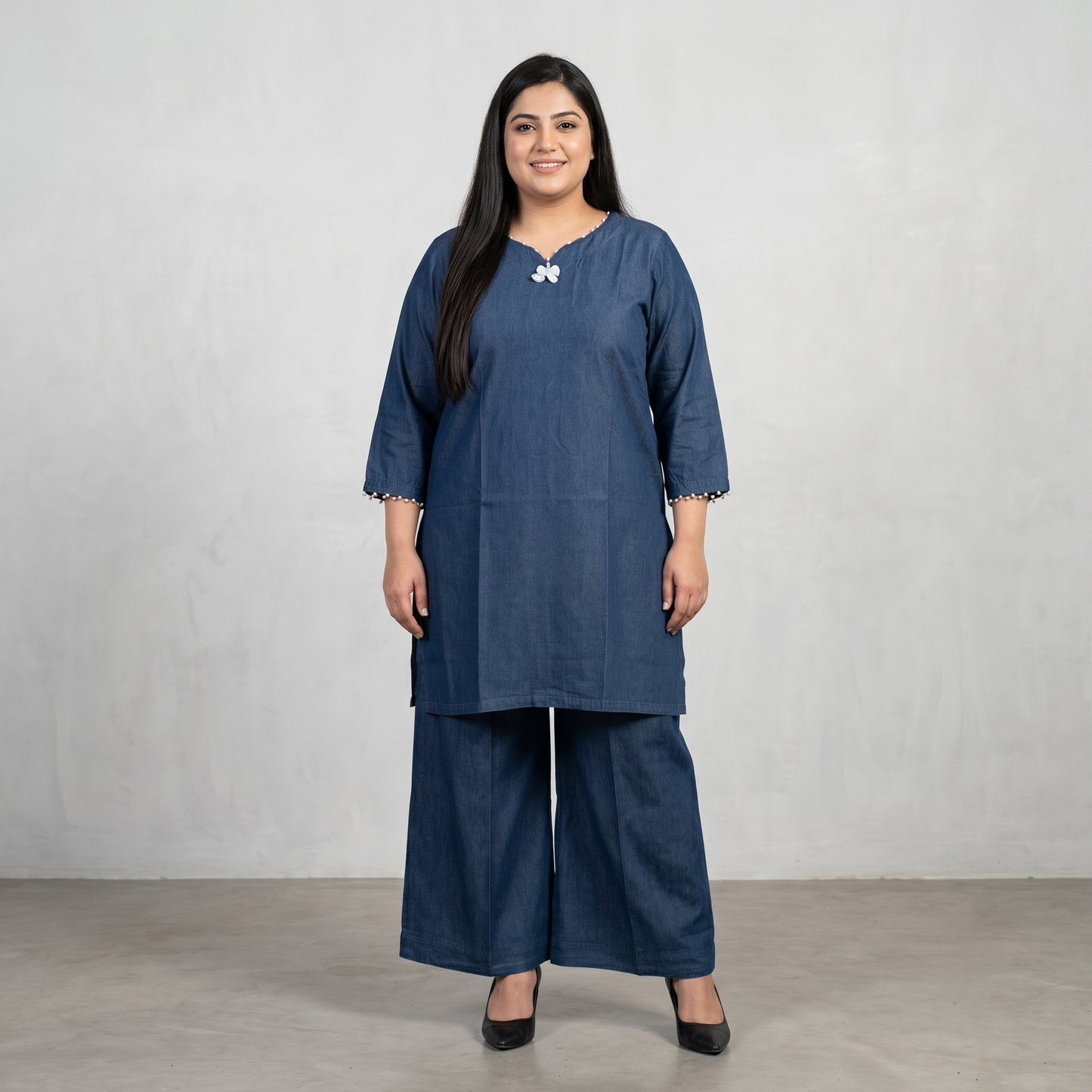 Indigo Blue Denim Co-Ord Set with Matching Top and Bottom for Casual Wear