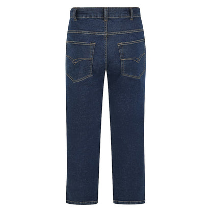 Indigo Blue Stretch Denim Jeans with belt loops and button fly