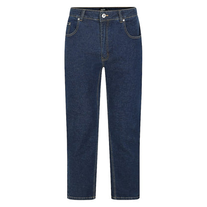 Indigo Blue Stretch Denim Jeans with belt loops and button fly