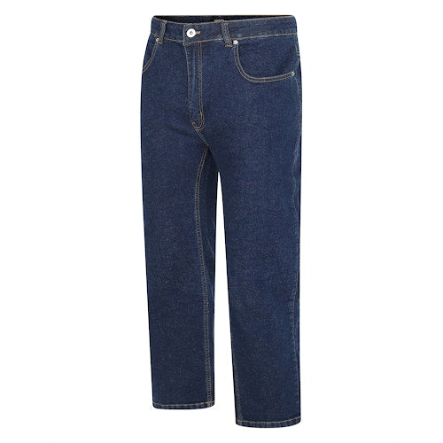Indigo Blue Stretch Denim Jeans with belt loops and button fly