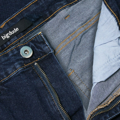 Indigo Blue Stretch Denim Jeans with belt loops and button fly