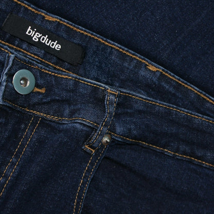 Indigo Blue Stretch Denim Jeans with belt loops and button fly