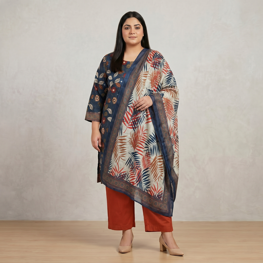 Indigo Fern 3-Piece Printed Lawn Suit PSW-11175
